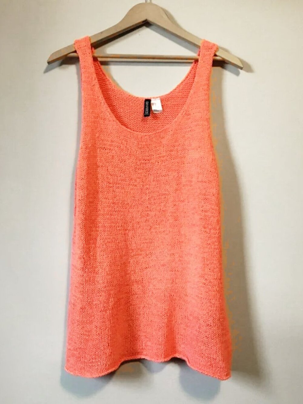 H&M Orange Pink Grapefruit Crochet Style Knit Tank Top - Size 12